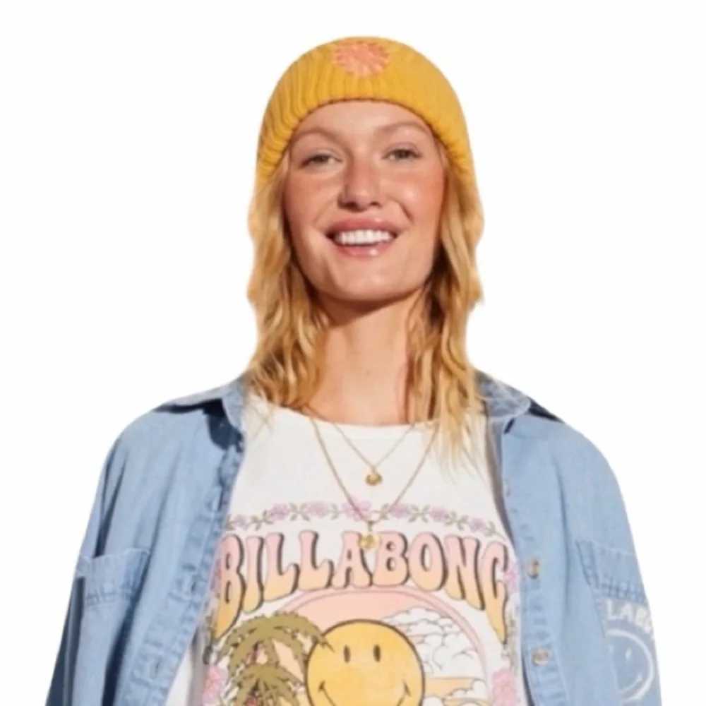 Billabong Brighter Days Beanie (Pink & Yellow) NWT